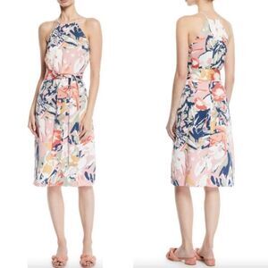 Club‎ Monaco sleeveless summer dress abstract print w/ waist tie womens size 2